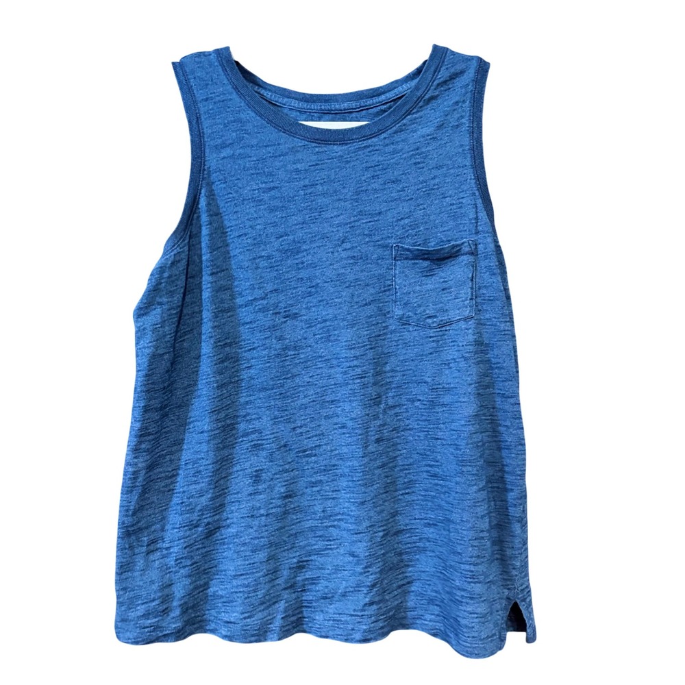 Marianne Womens Blue Space Dye Cotton Tank Top Single Chest Pocket Size Medium